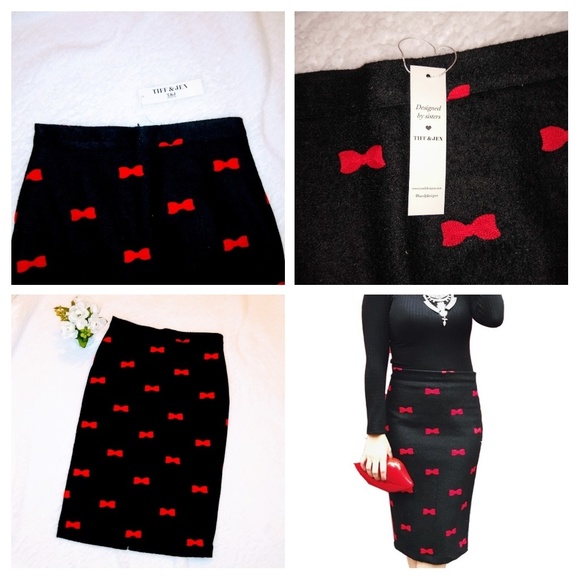Last 1!β³2xHPπBoutique Pencil Skirt Red Bow - Picture 4 of 8